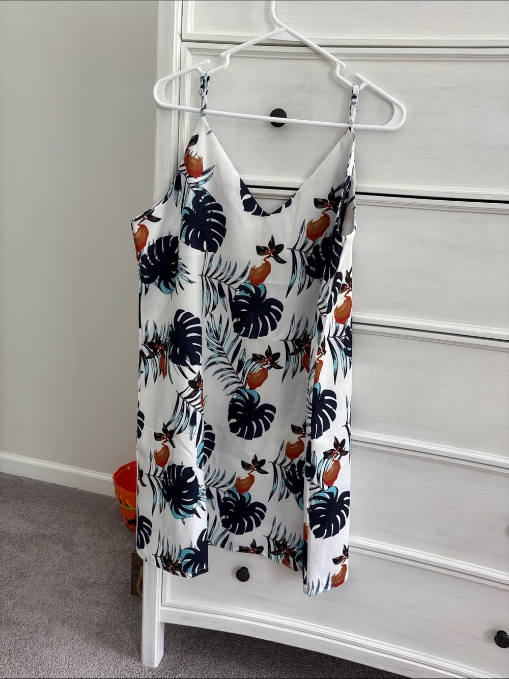 SHEIN White Tropical Print Slip Dress